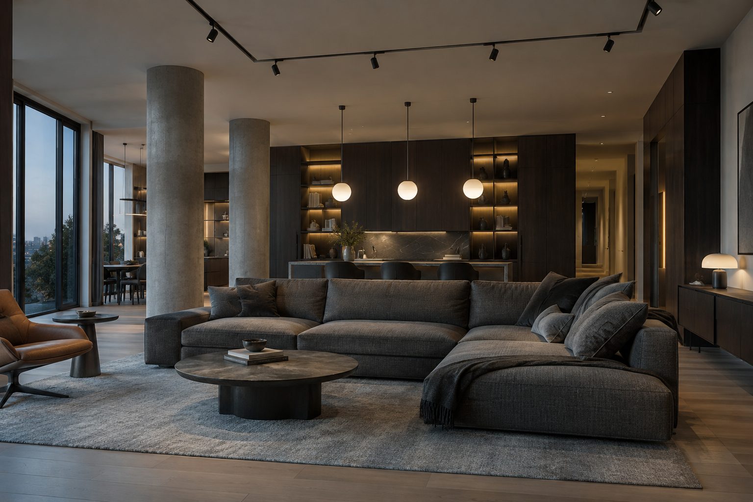 A modern luxury living room, illustrative